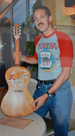 Casper Roos (pre-show) with original Naked Truth guitar as used for album cover Amsterdam September 09 1992